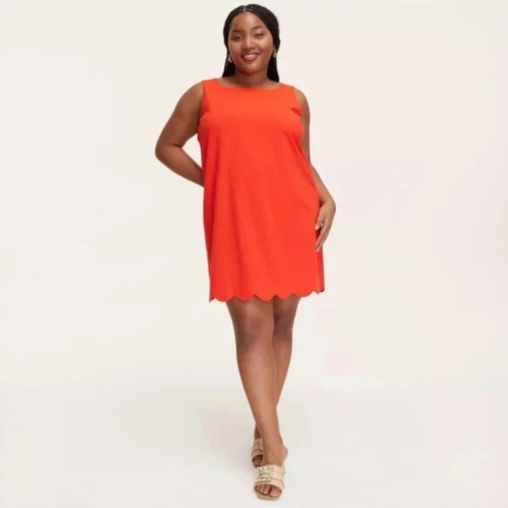 Kate Spade x Target orange‎ cotton blend scalloped edge shift dress XL